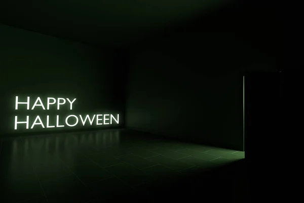 Feliz Halloween em Dark Room 3D Render — Fotografia de Stock