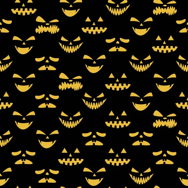 Glückliche Halloween-Emotion böses Gesicht nahtloses Muster — Stockvektor