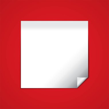 Kırmızı Arkaplanda Beyaz Boş Kağıt Not