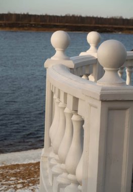 Volga 'nın arka planındaki gözlem güvertesinin balinaları.