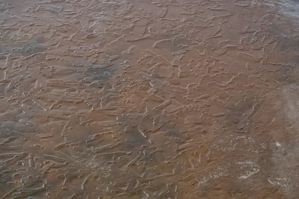 Corteza Hielo Delgada Superficie Del Río — Foto de Stock