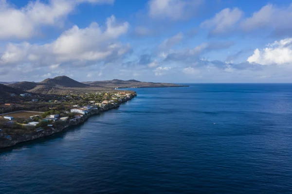 Vista Aérea Costa Curazao Mar Caribe Con Agua Turquesa Acantilado — Foto de Stock