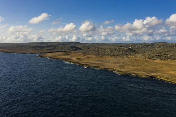 Vista Aérea Costa Curazao Mar Caribe Con Agua Turquesa Acantilado — Foto de Stock