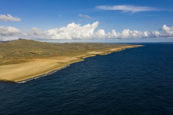 Vista Aérea Costa Curazao Mar Caribe Con Agua Turquesa Acantilado — Foto de Stock