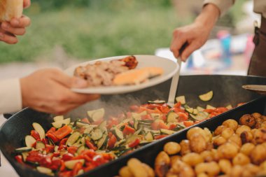 kızartma patates ve sebze ile tava