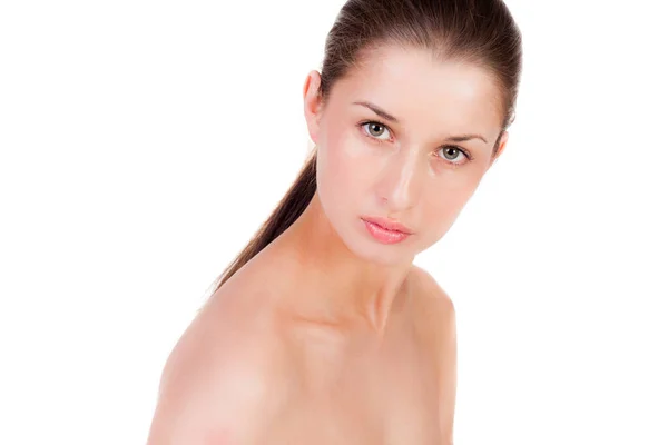 Young Beautiful Woman Clear Skin Isolated — Stock Photo, Image