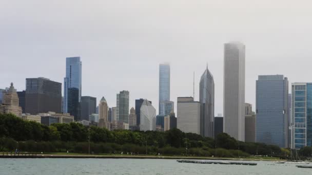 4k ultrahd Timelapse Chicago Skyline mit Hafen vor — Stockvideo