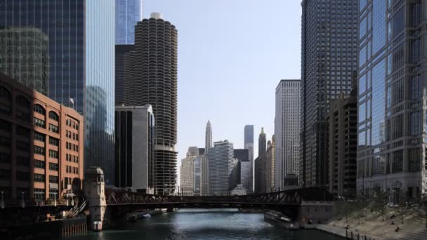 4 k Ultrahd Timelapse från flodpromenaden i Chicago — Stockvideo