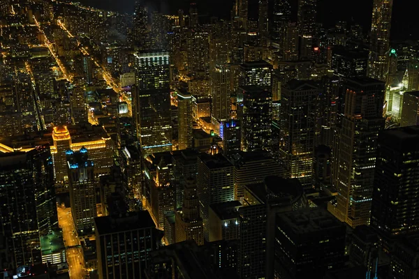 Gece Chicago havadan görünümü — Stok fotoğraf