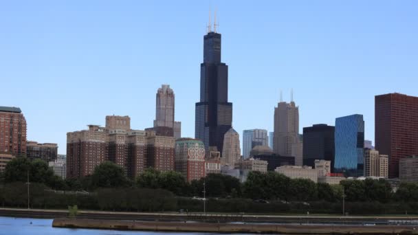 4k Ultrahd Timelapse een antenne op de skyline van Chicago — Stockvideo