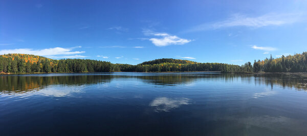 Panorama view of Algonquin scene in fall