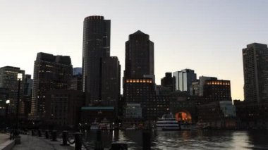 4k Boston kent merkezinin alacakaranlıkta Ultrahd Timelapse