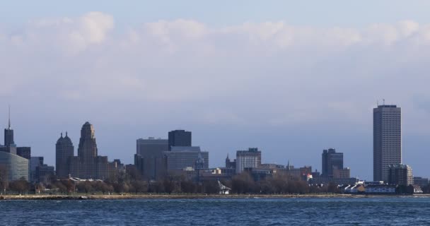 4 k Ultrahd Buffalo, New York skyline over de Niagara-rivier — Stockvideo