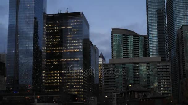 4k Ultrahd Timelapse voor Toronto downtown core na donker — Stockvideo