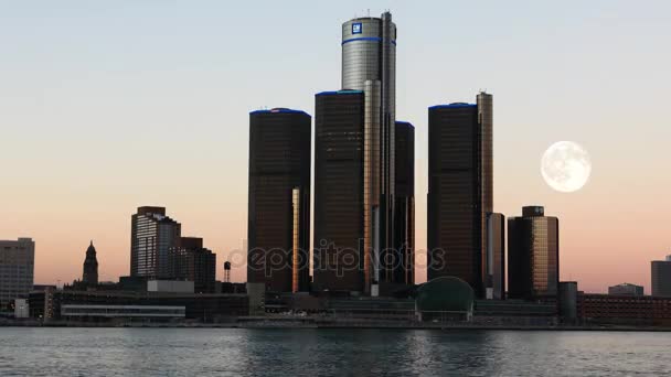 4K UltraHD Lua Cheia sobre Detroit, Michigan — Vídeo de Stock