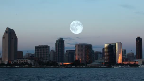 4 k Ultrahd Full Moon San Diego, Kaliforniya üzerinde — Stok video