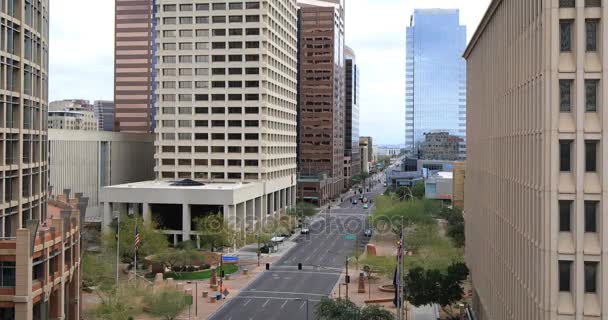 4k Ultrahd weergave neer te kijken op het centrum van de stad Phoenix — Stockvideo