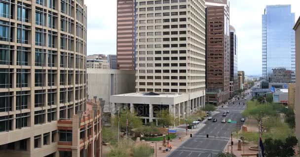 4K UltraHD Vista guardando giù sul centro di Phoenix — Video Stock