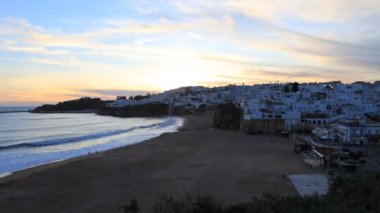 4 k Ultrahd Timelapse clifftop gün gece Beach Albufeira, Portekiz
