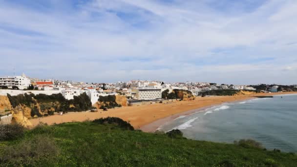 4k Ultrahd Timelapse Beach Albufeira, Portekiz, — Stok video