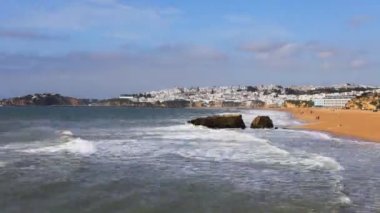 4k Ultrahd Timelapse Beach Albufeira, Portekiz, güneşli