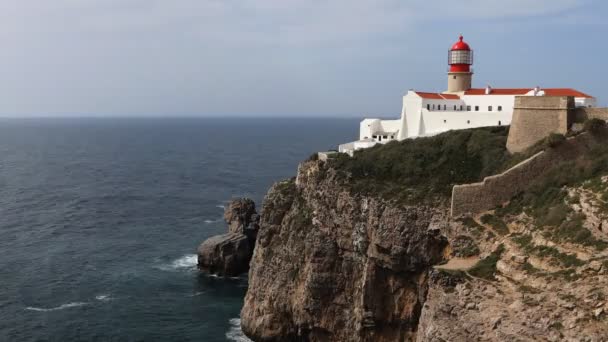 4k Ultrahd Timelapse del faro de Cabo San Vicente cerca de Sagres, Portugal — Vídeos de Stock