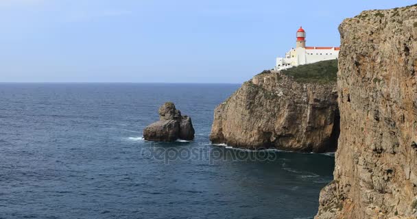 4 k Ultrahd Lighthouse Przylądka St. Vincent, Portugalia — Wideo stockowe