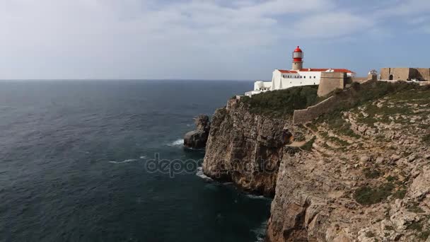 4k Ultrahd Timelapse z mysu St. Vincent maják poblíž Sagres, Portugalsko — Stock video