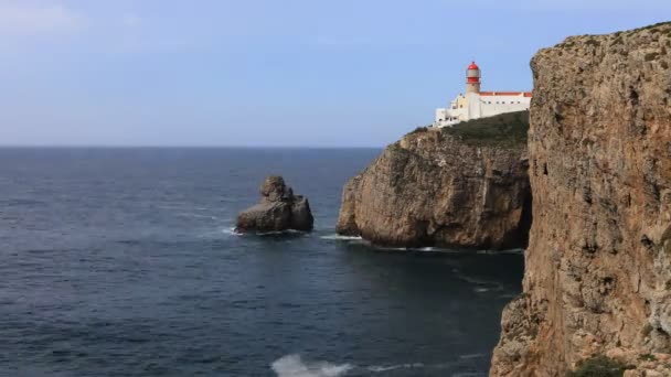 4k Ultrahd Timelapse z przylądka St. Vincent Lighthouse w pobliżu Sagres w Portugalii — Wideo stockowe