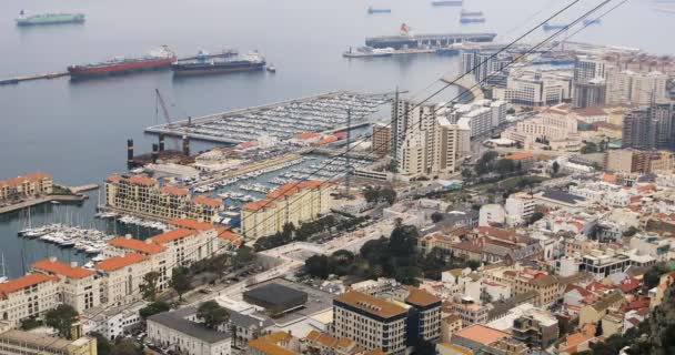 4K UltraHD Вид с воздуха на Гибралтарскую гавань — стоковое видео