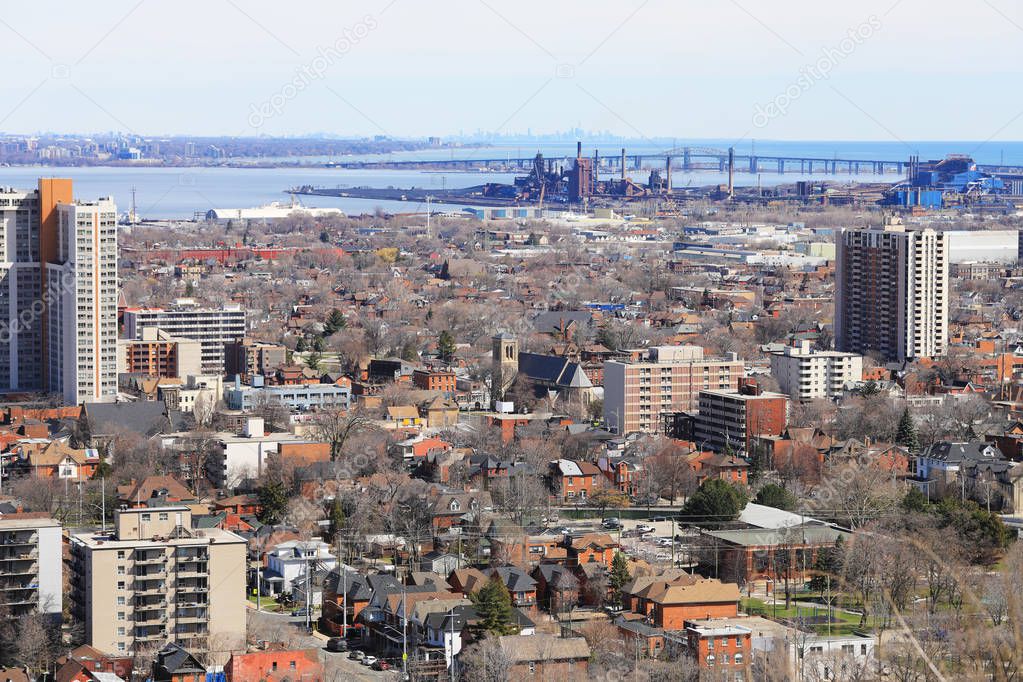 The Burlington skyway from the Niagara escarpment with Toronto s