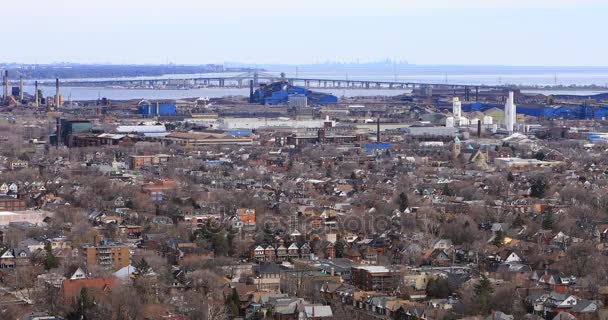 4k Ultrahd pohled Hamilton a Burlington ze srázu Niagara — Stock video