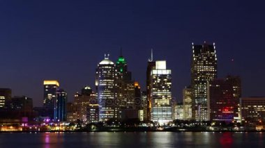 4 k Ultrahd gece timelapse Detroit Skyline
