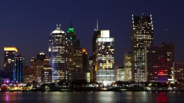 4k Ultrahd Timelapse Detroit Skyline, gece günden itibaren Michigan