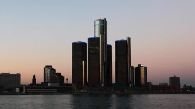 4k Ultrahd Timelapse gece Detroit, Michigan Skyline