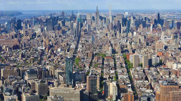 4 k Ultrahd 空中游戏中时光倒流的市中心曼哈顿区 — 图库视频影像