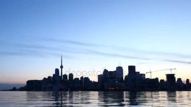 4 k Ultrahd Timelapse geniş manzara Toronto Skyline alacakaranlıkta