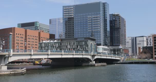 4k Ultrahd pohled na panorama přístavu Boston na krásný den — Stock video