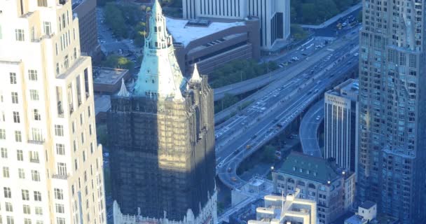 4K UltraHD Vue aérienne de la circulation dans le Lower Manhattan — Video