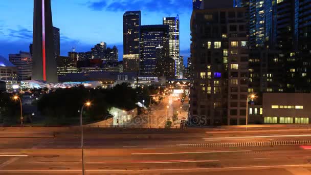 4k Ultrahd Timelapse Gardiner Expressway Toronto geceleri, — Stok video