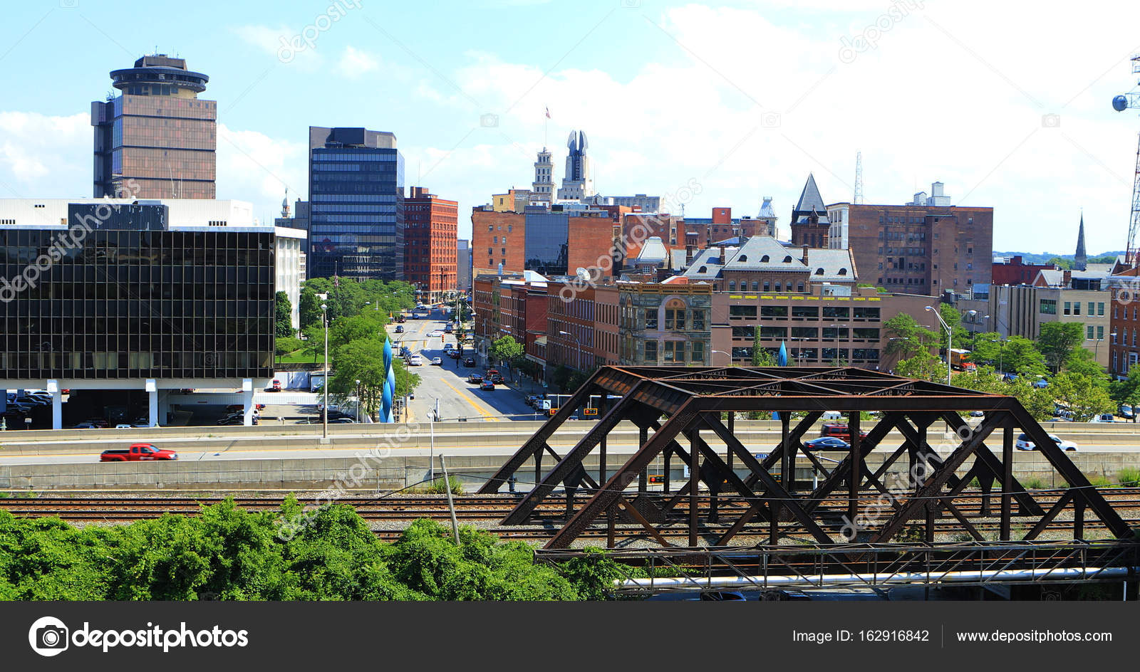 Aerial view of traffic in Rochester, New York Stock Photo by ©hstiver