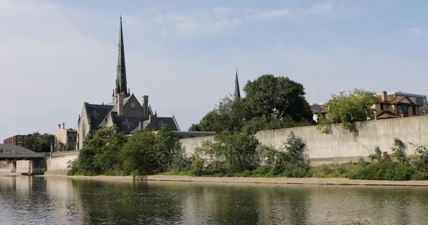 Csendes reggel a Grand-folyó, a Cambridge-i, Kanada 4k — Stock videók