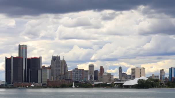 Detroit Skyline Belle Isle 4k dan Timelapse — Stok video