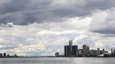 Detroit, Michigan, Windsor, Ontario ve Büyükelçi köprü 4k Timelapse