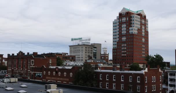 Pohled na centrum města Manchester, New Hampshire 4k — Stock video