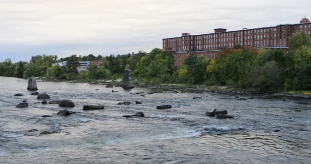 View of Merrimack River Manchester, New Hampshire 4K — Stock Video