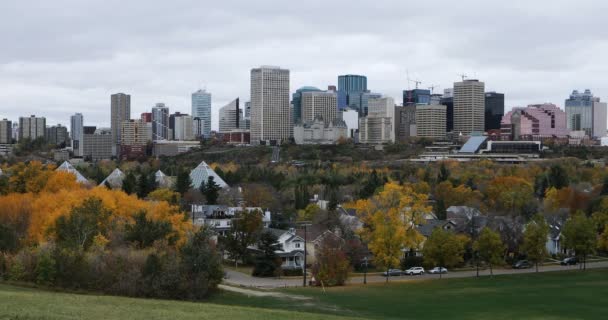 Έντμοντον, Καναδάς, στο κέντρο της πόλης το φθινόπωρο του 4k — Αρχείο Βίντεο