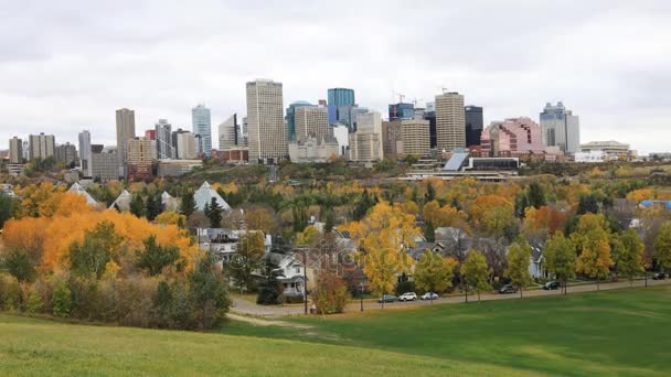 Edmonton, Kanada downtown w upadku, timelapse 4k — Wideo stockowe