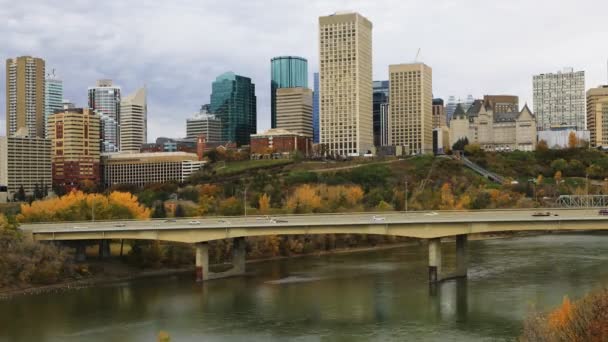 Timelapse del Edmonton City Center en otoño 4K — Vídeos de Stock