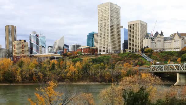 Timelapse del centro de Edmonton en otoño 4K — Vídeos de Stock